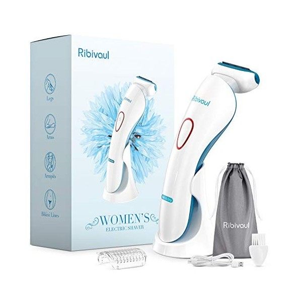 Ribivaul Rasoir électrique pour femme avec lame de rasage 3 en 1 et feuille flottante 3D, rechargeable pour bras, jambe et ai