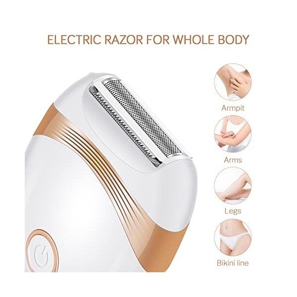 Rasoir électrique pour femme – Tondeuse bikini pour femme humide et sec rechargeable avec rasoir à sourcils et lame 3 en 1 fa