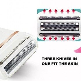 Rasoir électrique pour Femmes, Outil de Suppression de Tondeuse à Cheveux 3-en-1 Indolore, Rasoir électrique Portable étanche