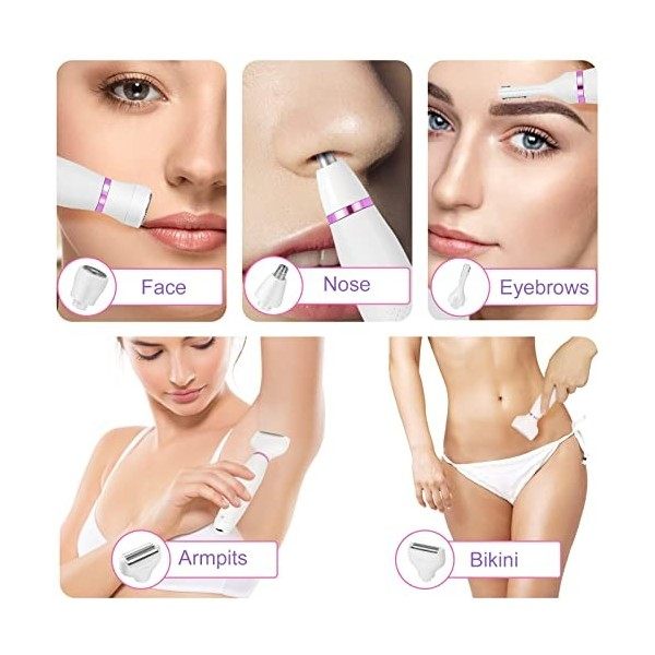 Épilation electrique Femme Tondeuse Bikini, 4 en 1 Rasoirs électriques Pour Femme Bikini Pour Femme Poils Pubiens, Rasoir éle
