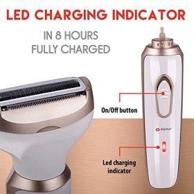 alpina Ladyshave - Rasoir électrique femme - 4-en-1 - Corps et visage - Incluant une tondeuse à sourcils - USB Rechargeable