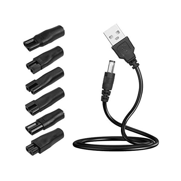 YAODHAOD Chargeur de rasoir 5 V 6PCS,1 M USB pour tondeuses électriques, rasoirs, appareils dentretien, purificateurs dair 