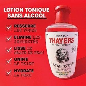 Thayers Lotion tonique douce à lhamamélis et à laloe vera bio - hydratation & pores resserrés - sans cruauté envers les ani