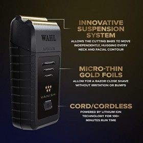 Wahl 5 Star Vanish Rasoir de barbier, rasoir en aluminium, rasage de près, outils de finition, mélange, léger, sans fil, four
