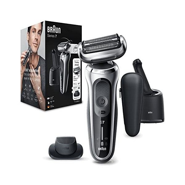 Braun Series 7 Rasoir Électrique Homme À Grille Sans Fil, avec Tondeuse De Précision, Centre SmartCare, Avec Flexibilité à 36