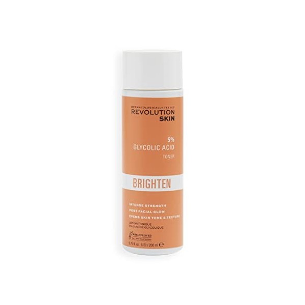 Revolution Skincare London, Lotion tonique à base dacide glycolique 5%, 200ml