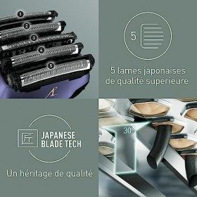 Panasonic - Personalcare ES-LV67-A803 | Rasoir 5 Lames dont 2 de finition externes Wet & Dry 4 accessoires 51 min dautonomie