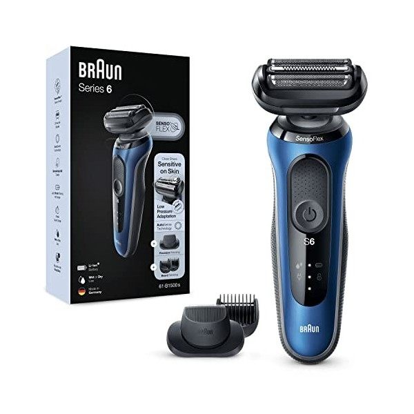 Braun Series 6 Rasoir Électrique pour Homme avec Tondeuse À Barbe, Technologie Wet & Dry, Rechargeable, Rasoir À Grille Sans 