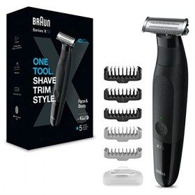 Braun Series X Rasoir-Tondeuse Hybride, Tondeuse À Barbe, Rasoir Électrique, Une Lame, Kit Pour Le Rasage Du Corps, XT3200