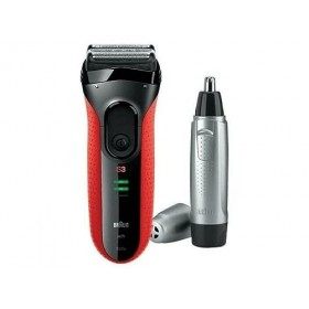 Braun Series 3 ProSkin Rasoir Électrique Homme Noir/Rouge, Rechargeable Et Sans Fil Avec Tondeuse De Précision Rétractable, 3