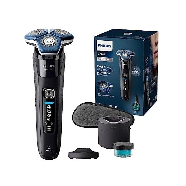 Philips Rasoir électrique Série 7000 pour homme Wet & Dry avec tondeuse rétractable, socle de charge, coffret de voyage et un