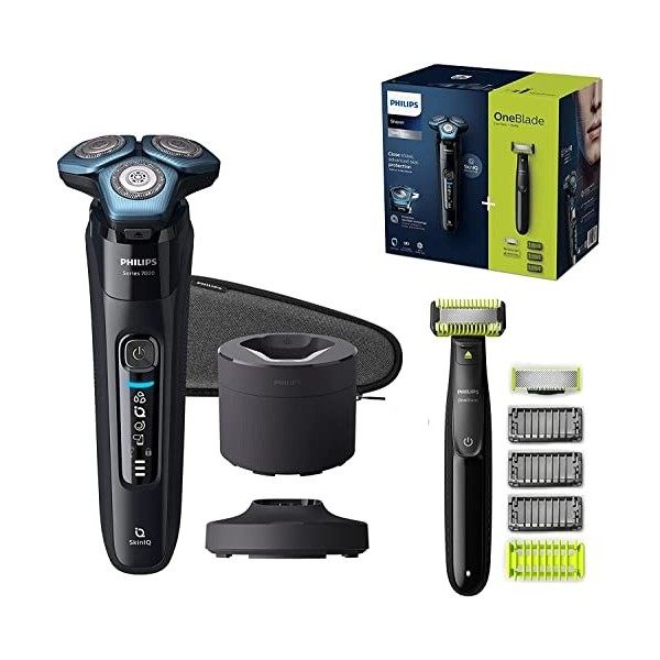 Philips Shaver Series 7000, Rasoir Électrique Humide et Sec avec SkinIQ Technologie et OneBlade Modèle S7783/78 