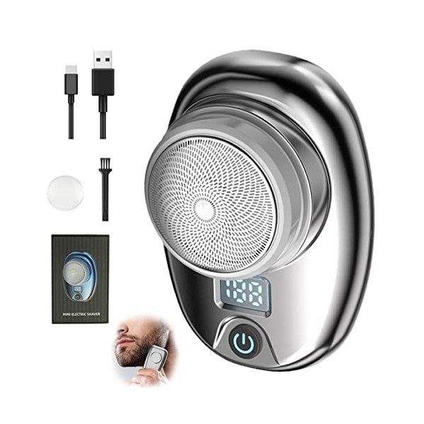 Mini rasoir, rasoir électrique portable pour homme, rechargeable par USB, étanche, facile à utiliser avec un seul bouton, con