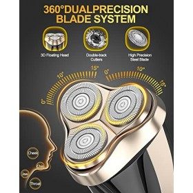 Rasoir Electriques Hommes, Rasoir Homme TYPE-C Plug & Play, IPX7 Wet & Dry, Tondeuse Barbe Homme avec Système de Rappel Intel