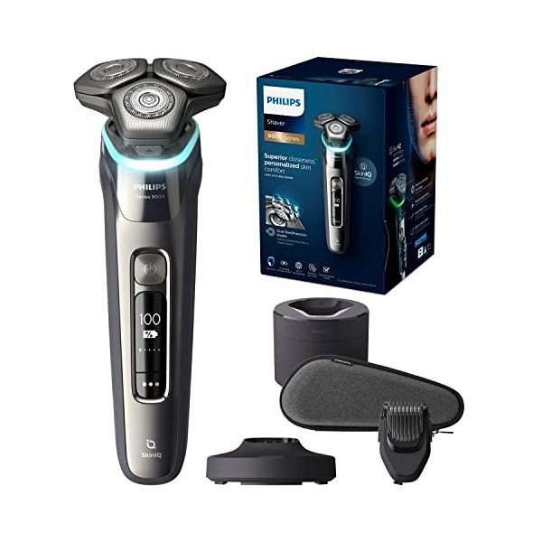 Philips Shaver Series 9000, Rasoir Électrique Humide et Sec avec SkinIQ Technologie - Noir Modèle S9987/59 