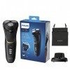 Philips Series 3000 Wet or Dry Rasoir électrique pour homme avec pivot 5D et têtes flexibles, noir doré