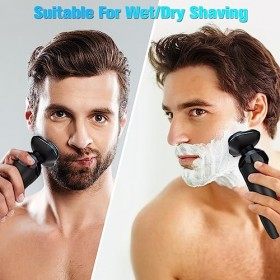 Electric Razor for Men Shavers for Men Electric Razor, 4 in 1 Dry Wet Waterproof Rotary Mens Face Shaver Razors, Cordless Fa