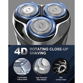 Rantizon Rasoirs électriques pour homme, rasoirs 5 en 1 pour homme sans fil, tondeuse de nez pour nettoyage du visage, rasoir