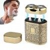 Mini Rasoir Electriques Hommes, Vintage Rasoir de Voyage Portable, IPX7 étanche Tondeuse Barbe pour Homme, Mini Shaver Rechar