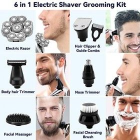 Rasoir de tête CestMall Rasoir Electriques Hommes 9D Rechargeable Rasoir crane 6 en 1 Étanche Rasoir Tete Chauve Homme Utilis