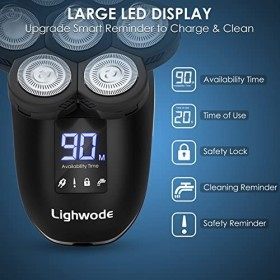 Rasoirs de tête, Lighwode 7D 5 en 1 Rasoir de tête pour hommes chauves Kit de toilettage électrique étanche avec tondeuse à c