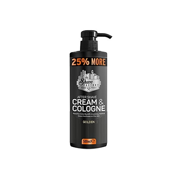 The Shave Factory Crème après-rasage et eau de Cologne 2 en 1 500 ml 25% plus – Barbiers professionnels et amateurs de rasage