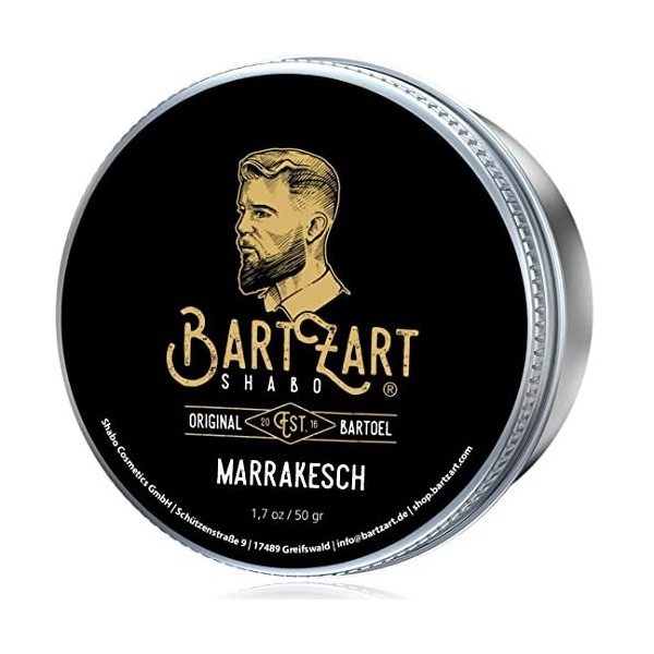 BartZart Marrakech Cire à barbe au bois de cèdre I Baume à barbe pour homme 50g I Baume à barbe à lhuile dargan pour une cr