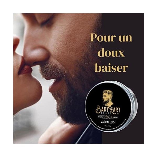 BartZart Marrakech Cire à barbe au bois de cèdre I Baume à barbe pour homme 50g I Baume à barbe à lhuile dargan pour une cr