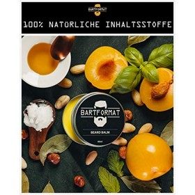 Barbe Format Beard Balm Baume 60&nbsp;ml &nbsp;–&nbsp;Naturel Barbe pour cire souple Barbe&nbsp;–&nbsp;Bart avec Beurre de Karité, dabricot, Jojoba 