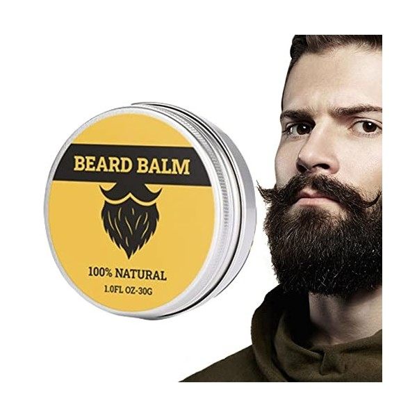 Kit de baume à lhuile de barbe - Balm Men Beard Conditioner Huile de soin pour barbe 30 ml - Adoucir lhumidité plus lisse o