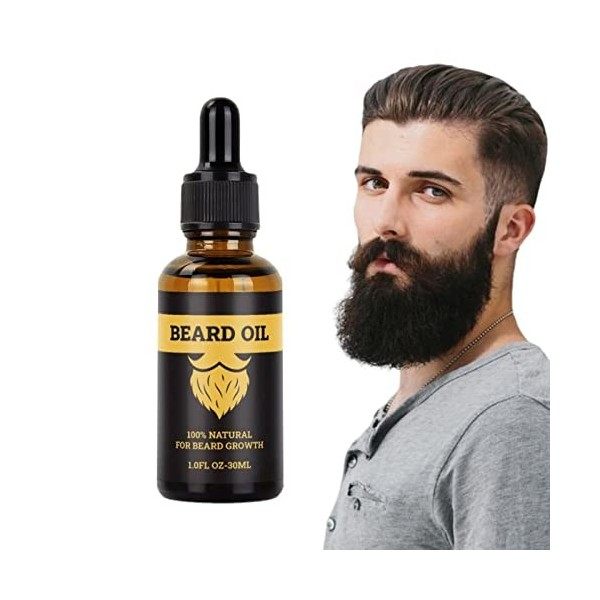 Ensemble de croissance de barbe pour hommes, Balm Men Beard Conditioner Huile de soin pour barbe 30 ml, Soften Organic Natura