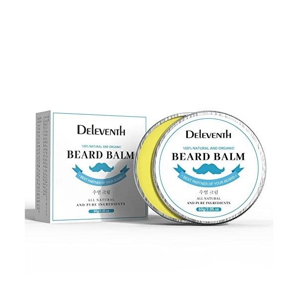 DEleventh Korean Brand Beard Balm 60g / Vitamin E with Natural Oils and Waxes, Soften, Strengthen and Protect for Healthy, No