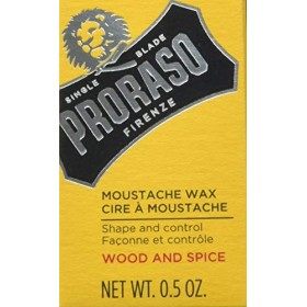 Proraso Cire à moustache, Bois & Épice, 15ml, Cire moustache au beurre de karité et à la cire dabeille pour soigner et styli