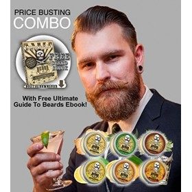 Cire à Moustache Collection 6 Boîtes X 15ml - Bois de Cèdre,Whisky On The Rocks,Orange Douce,Eucalyptus,Citronnelle et Origin