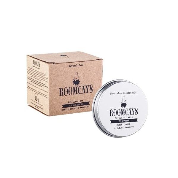 Roomcays Cire à barbe 100 % naturelle dans une boîte en aluminium - 30 g.