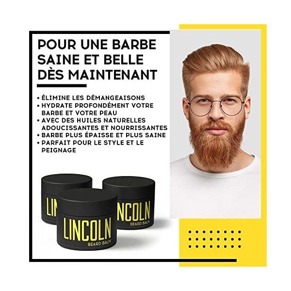 LINCOLN Baume à Barbe et Moustache - 100ml - Baume Barbe au Beurre de Karité et Huile de Coco