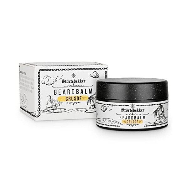 Premium baume à barbe pour le soin de la barbe et sa mise en forme - Boîte de 50 ml, 100% biodégradable - Cire à barbe pour h