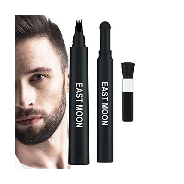 Cyhamse 2 Pcs Crayon de Remplissage de Barbe pour Hommes | Kit de Stylo de Coiffure étanche à 4 Pointes avec Brosse | Forme d