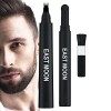 Cyhamse Crayon de Remplissage de Barbe pour Hommes,Kit Stylo à Barbe étanche 4 Points avec Brosse - Produits de Soins du Visa