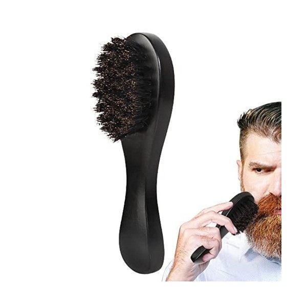 Firulab Lot de 2 brosses à barbe portables pour homme | Peigne à barbe avec poignée ergonomique en bois | Peigner les poils d