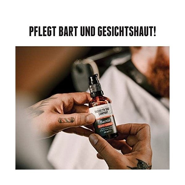 BROOKLYN SOAP COMPANY® · Huile pour barbe 50 ml pour le soin quotidien de la barbe de 3 jours ou de la barbe entière