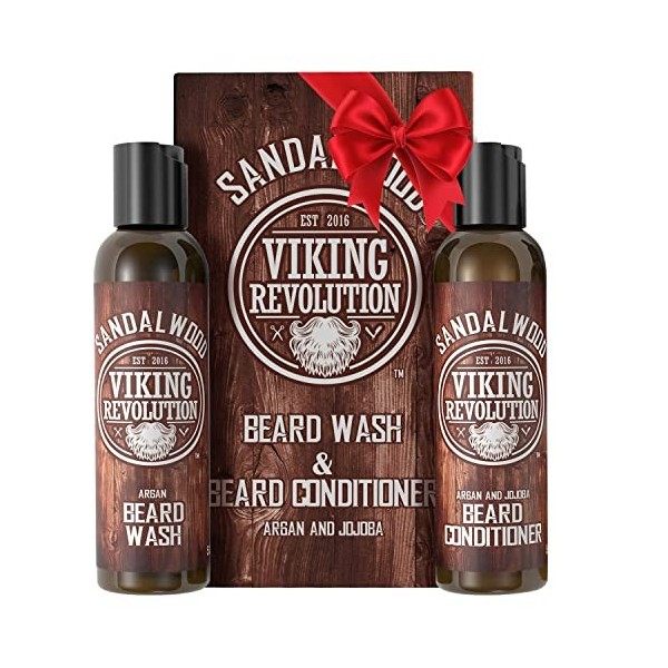 Viking Revolution Kit Après Shampooing & Shampoing Barbe Homme - Avec Huiles dArgan & de Jojoba - Adoucit & Renforce - Parfu