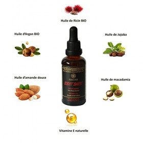 Huile Barbe RICIN BIO fortifiante, Argan Bio, Jojoba, vitamine E, 50 ml, "BOOST BARBE" stimule la pousse de la barbe, entreti