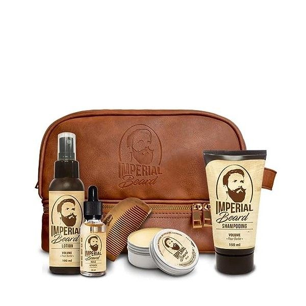 IMPERIAL BEARD - Kit Barbe Homme - 1 Peigne + 1 Shampooing Volume + 3 Soins - Cadeau Homme - Fabrication Française