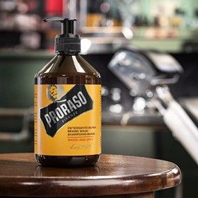 Proraso Shampoing Barbe Bois & Épice, 500ml, Shampoing pour barbe parfumé qui adoucit, soigne et élimine en douceur les impur