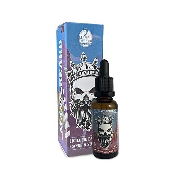 Mans Beard|Huile de barbe|Canne à Sucre |Produit barbe homme hydratant, croissance de la barbe| Pour tous types de barbe hom