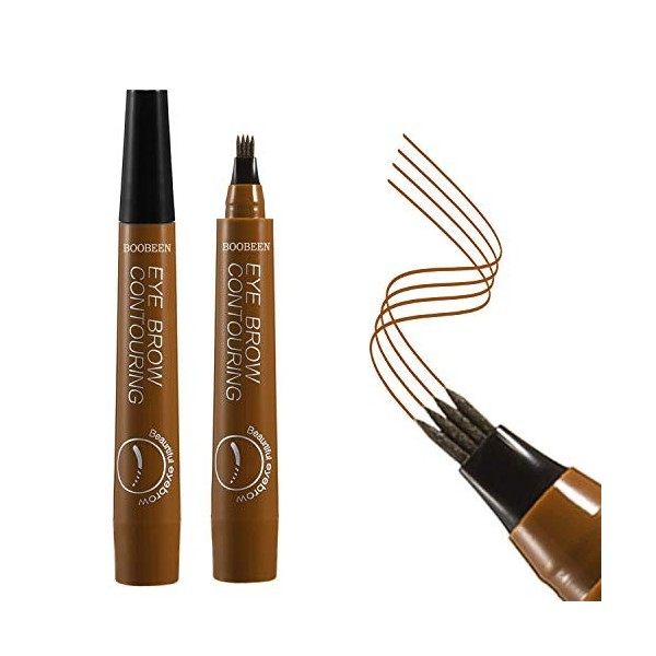 Boobeen Eyebrow Tattoo Pen - Crayon à sourcils Microblading avec applicateur à pointe micro-fourche - Crée des sourcils dapp