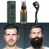 Huile de Barbe 30ml Spray Pousse Barbe Coffret Soin de La Barbe avec Roues Huile À Barbe Bio Naturelle Revitalisant pour Homm