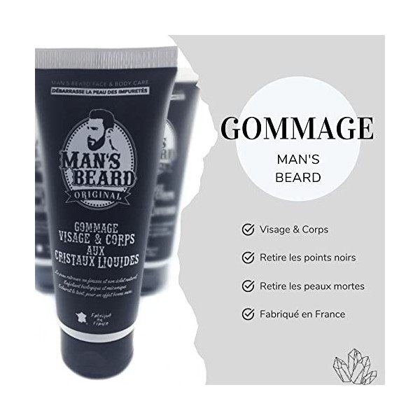 Mans Beard - Skincare Soin homme- Exfoliant, peeling et extracteur point noir- Gommage corps et visage - Ingrédient dorigin G...