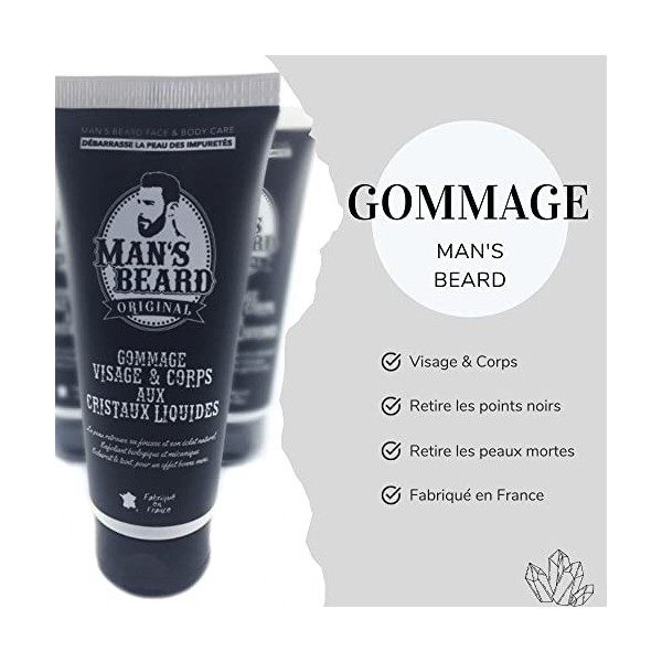 Mans Beard - Skincare Soin homme- Exfoliant, peeling et extracteur point noir- Gommage corps et visage - Ingrédient dorigin